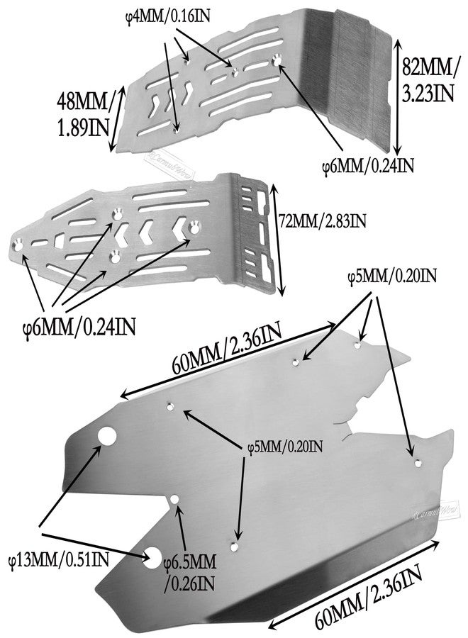 RcarmubWow RC Chassis Armor Upgrades Part for 1/8 Mojave 4S,Stainless Steel Skid Plate,Armor Plating,Front Rear Guards,Protection Plate,Silver - Image 4